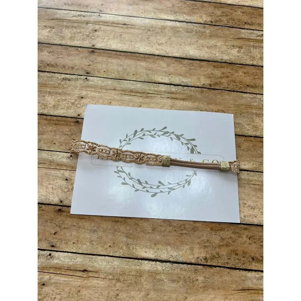Eleina May & Co. Evangeline Gold Lace Headband